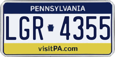 PA license plate LGR4355