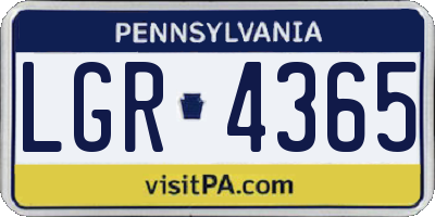 PA license plate LGR4365
