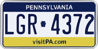 PA license plate LGR4372