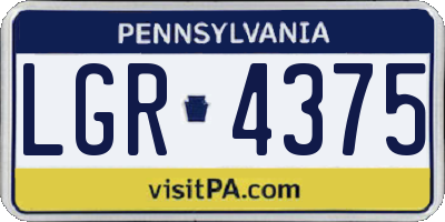 PA license plate LGR4375