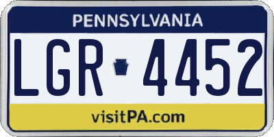 PA license plate LGR4452