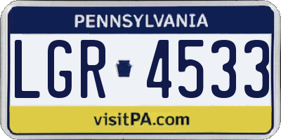 PA license plate LGR4533