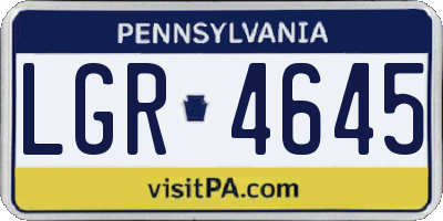 PA license plate LGR4645