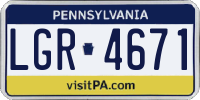 PA license plate LGR4671