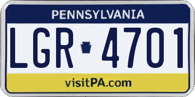 PA license plate LGR4701