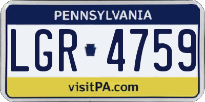 PA license plate LGR4759