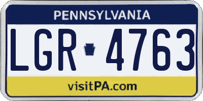 PA license plate LGR4763
