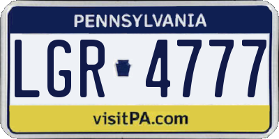 PA license plate LGR4777