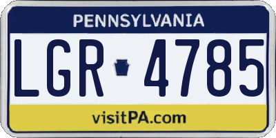 PA license plate LGR4785