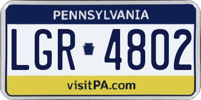 PA license plate LGR4802