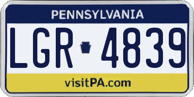 PA license plate LGR4839