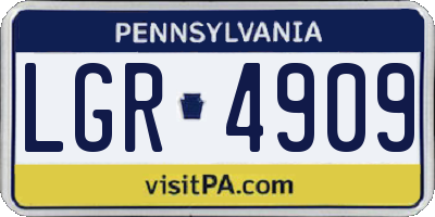 PA license plate LGR4909