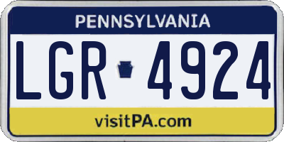PA license plate LGR4924