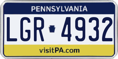 PA license plate LGR4932