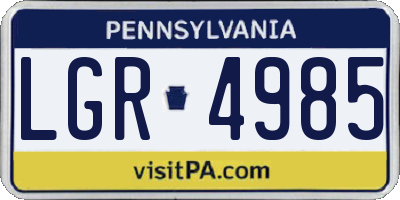PA license plate LGR4985