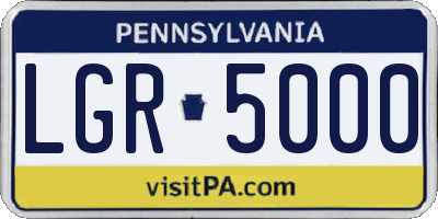 PA license plate LGR5000