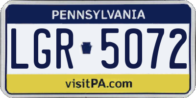 PA license plate LGR5072
