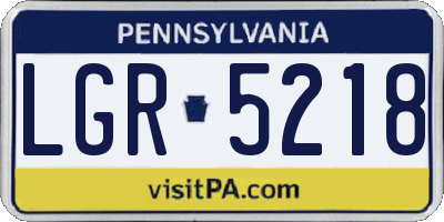 PA license plate LGR5218