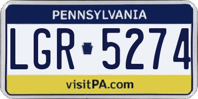 PA license plate LGR5274