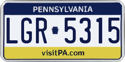 PA license plate LGR5315