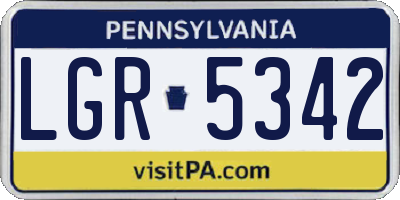 PA license plate LGR5342