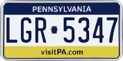 PA license plate LGR5347