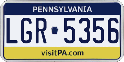 PA license plate LGR5356