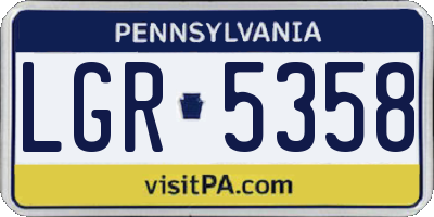 PA license plate LGR5358