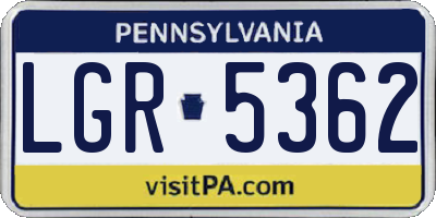 PA license plate LGR5362