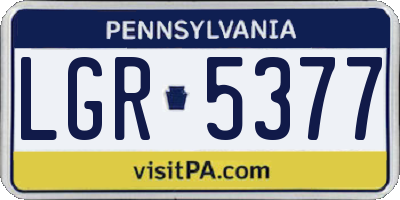 PA license plate LGR5377
