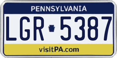 PA license plate LGR5387