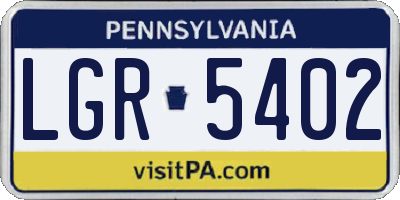 PA license plate LGR5402