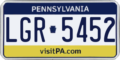 PA license plate LGR5452