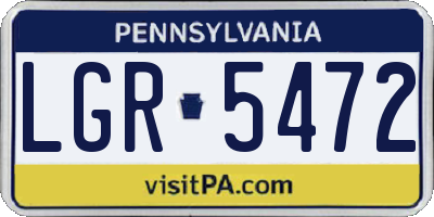 PA license plate LGR5472