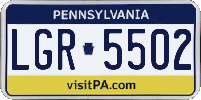 PA license plate LGR5502