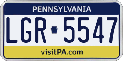 PA license plate LGR5547