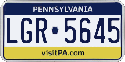 PA license plate LGR5645