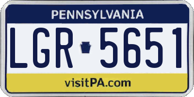 PA license plate LGR5651