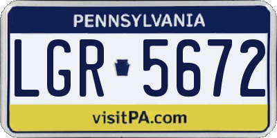 PA license plate LGR5672