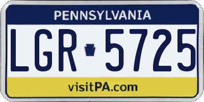 PA license plate LGR5725
