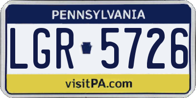 PA license plate LGR5726