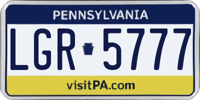 PA license plate LGR5777