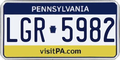 PA license plate LGR5982