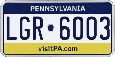 PA license plate LGR6003