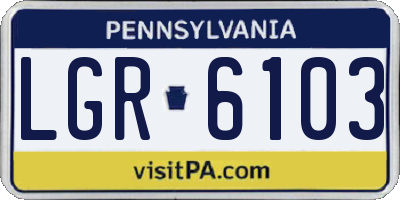 PA license plate LGR6103
