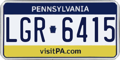 PA license plate LGR6415