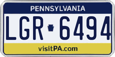 PA license plate LGR6494