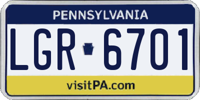 PA license plate LGR6701