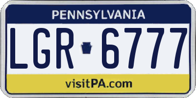 PA license plate LGR6777