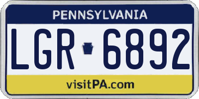 PA license plate LGR6892